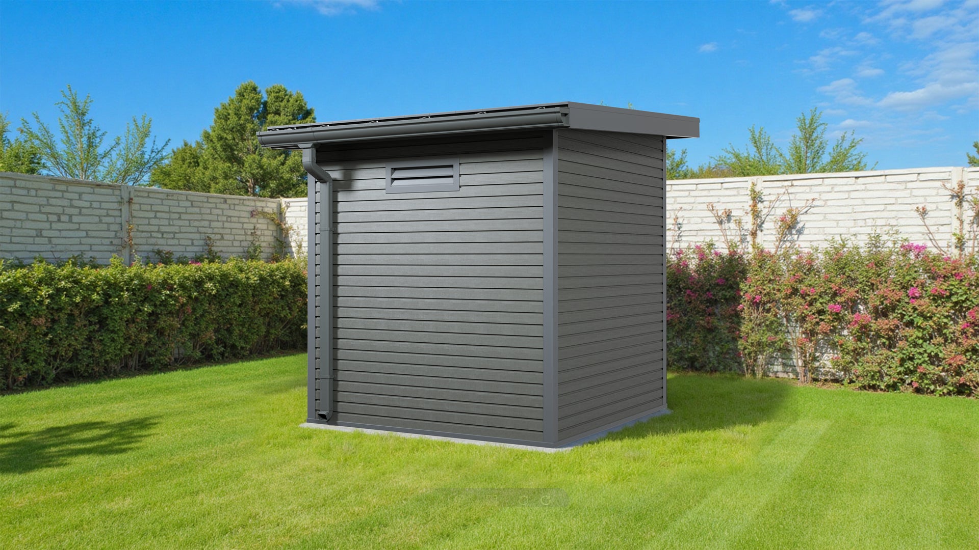 WPC Gartenhaus Linia 2020 inkl. Dachrinnen-Set, 2-farbig Grau/Anthrazit