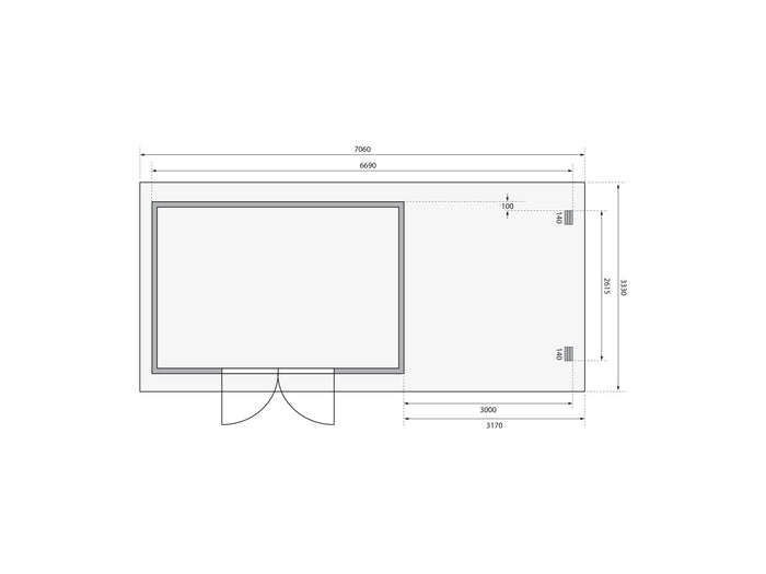 Karibu Gartenhaus Trittau 5 inkl. Anbaudach 3,3 m inkl. Rück- und Seitenwand