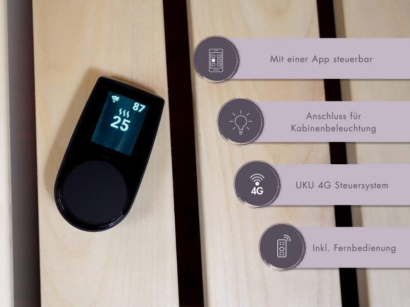 Karibu Bio-Kombiofen 9,0 kW externe WiFi Steuerung und Steine