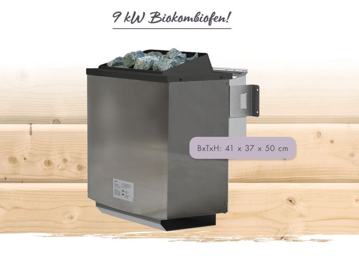 Karibu Bio-Kombiofen 9,0 kW externe WiFi Steuerung und Steine