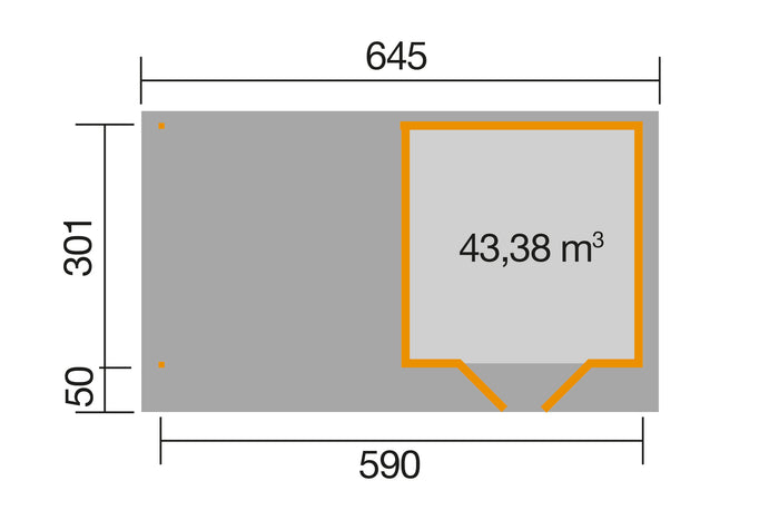Weka Gartenhaus 126 Gr. 2 in anthrazit mit Anbaudach 300 cm