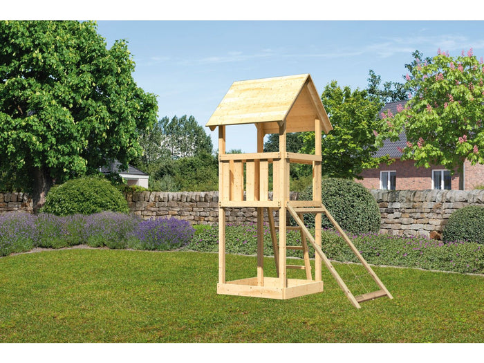 Karibu Spielturm Lotti mit Netzrampe