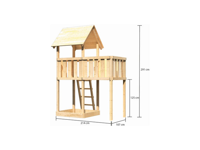 Karibu Spielturm Lotti natur mit Anbauplattform