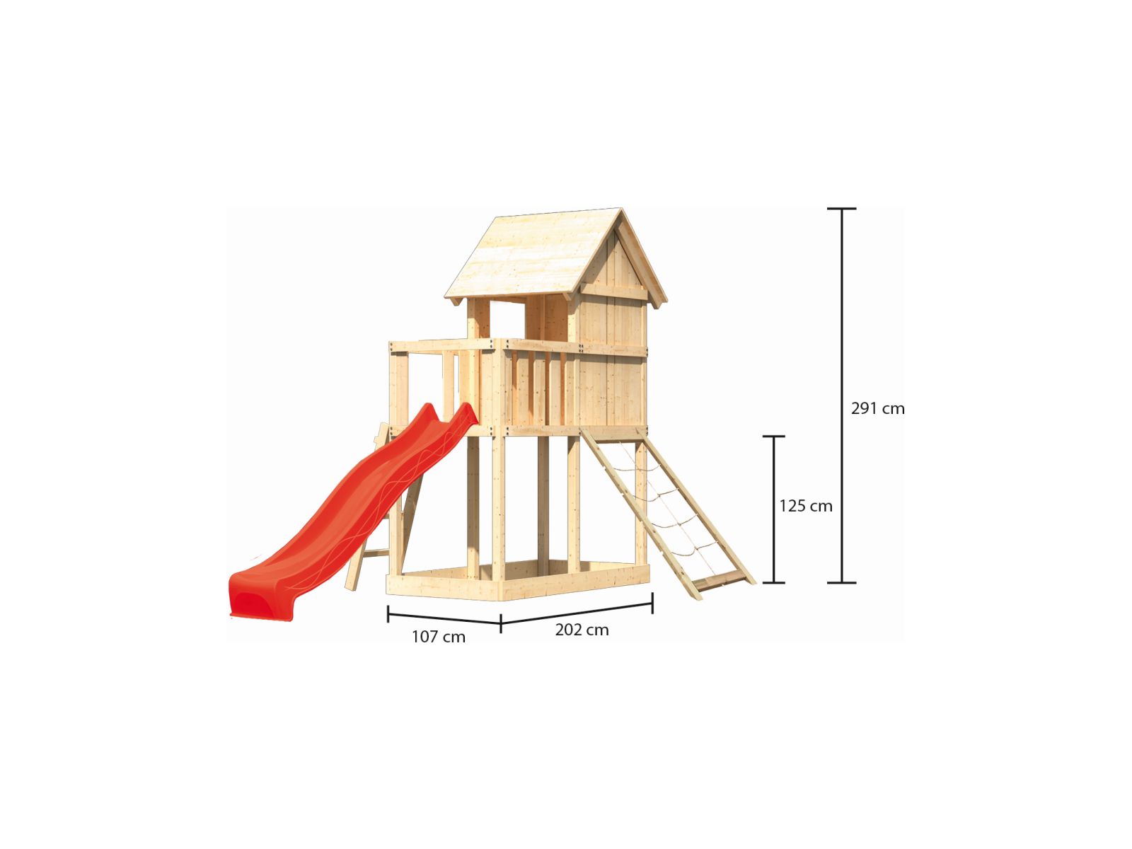 Karibu Stelzenhaus Frieda + Rutsche rot + Netzrampe