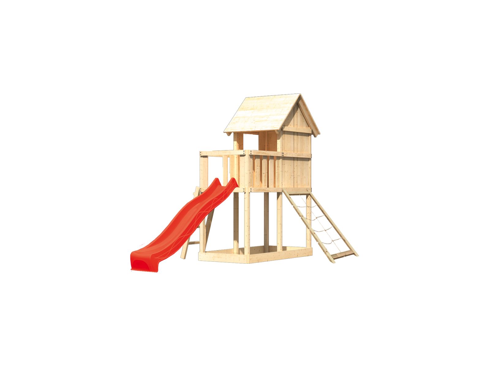 Karibu Stelzenhaus Frieda + Rutsche rot + Netzrampe