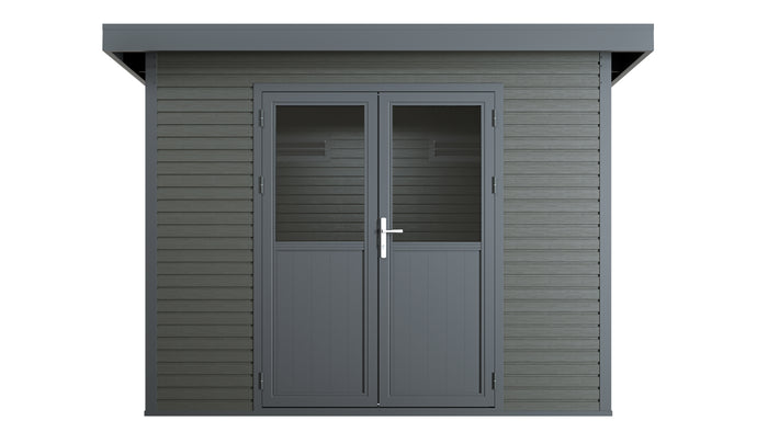 WPC Gartenhaus Linia 2824 inkl. Dachrinnen-Set, 2-farbig in Grau/Anthrazit