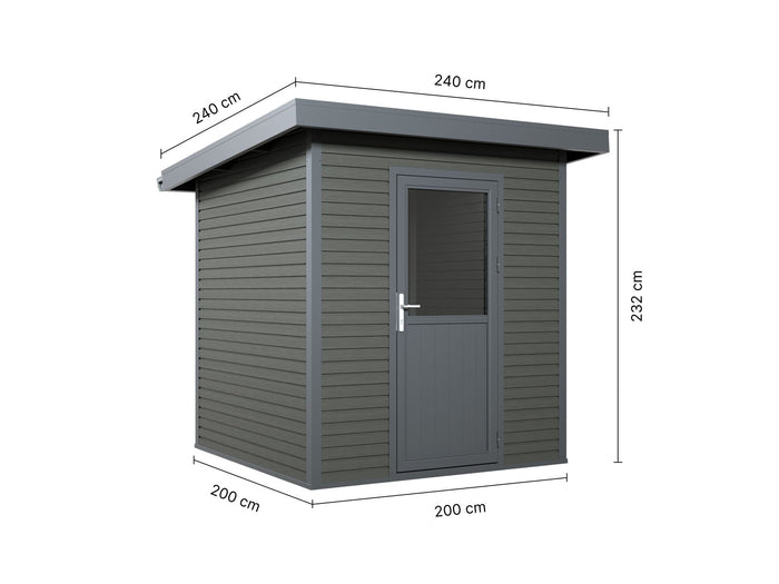WPC Gartenhaus Linia 2020 inkl. Dachrinnen-Set, 2-farbig Grau/Anthrazit