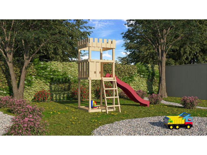 Karibu Ritterburg Löwenherz + Rutsche rot