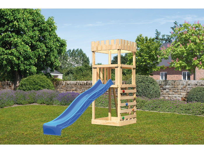Karibu Ritterburg Löwenherz + Rutsche blau + Kletterwand