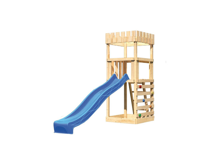 Karibu Ritterburg Löwenherz + Rutsche blau + Kletterwand