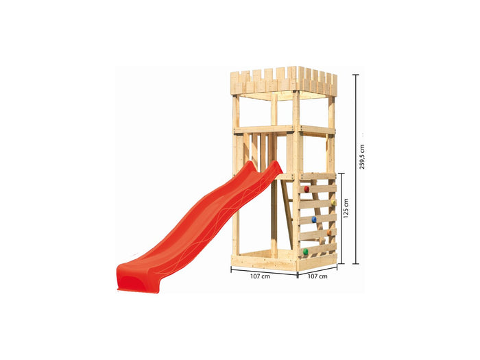 Karibu Ritterburg Löwenherz + Rutsche rot + Kletterwand