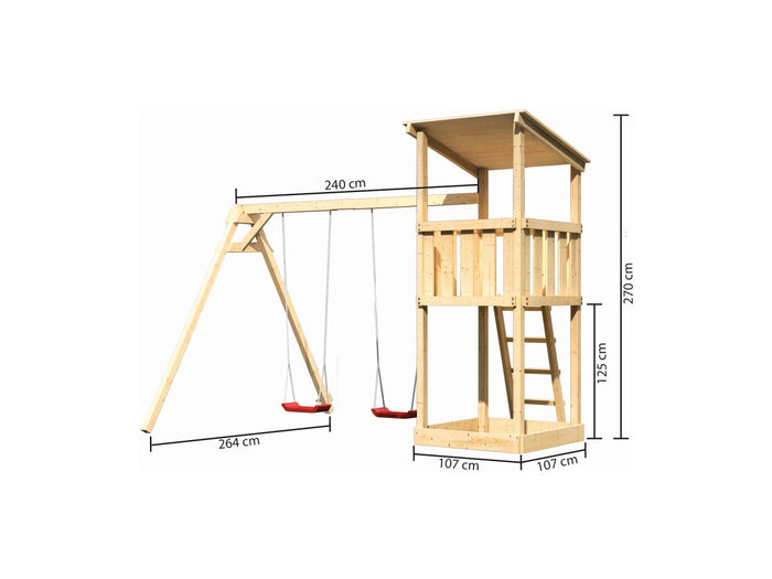 Karibu Spielturm Anna + Doppelschaukel