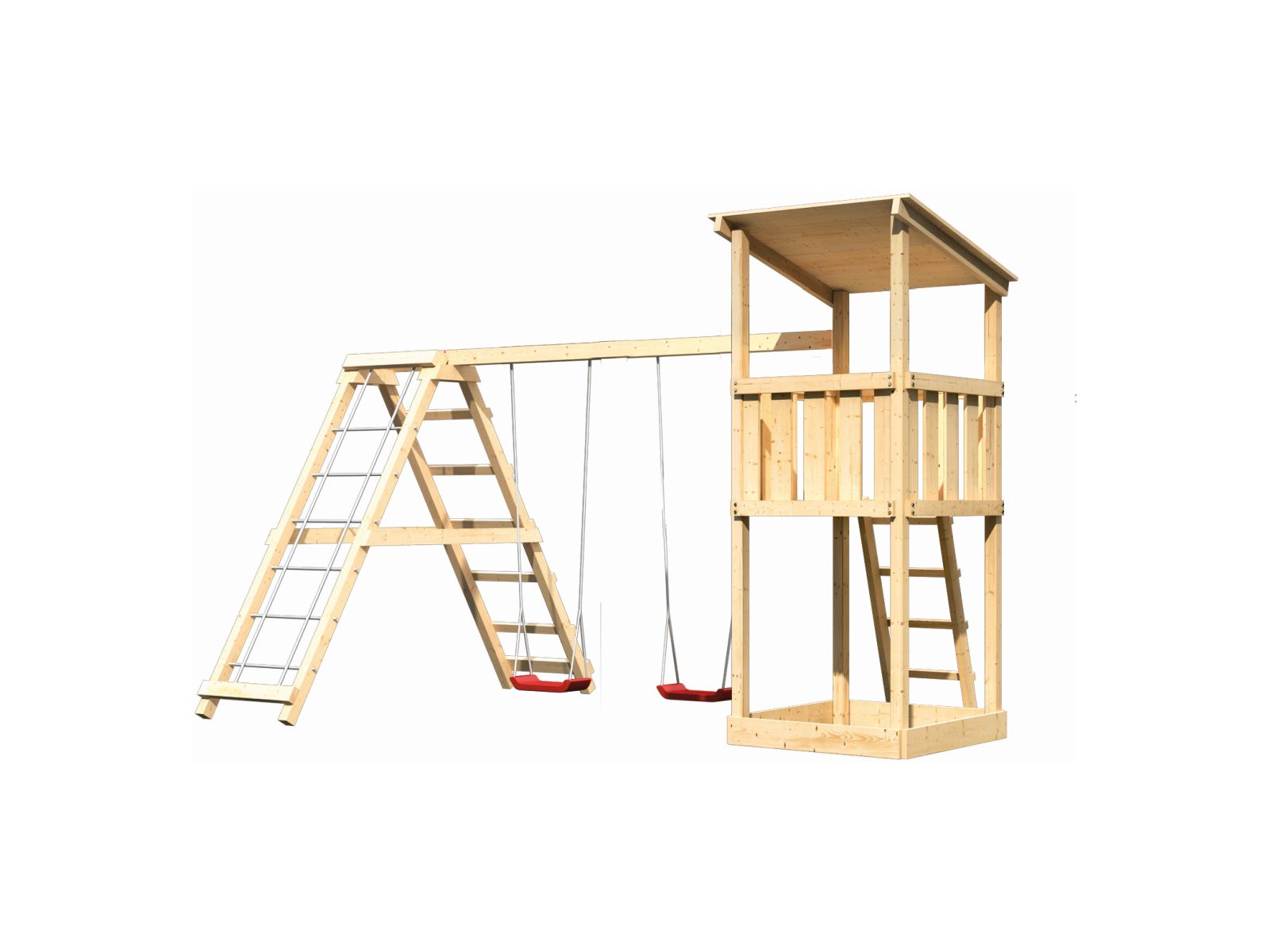 Karibu Spielturm Anna + Doppelschaukelanbau Klettergerüst