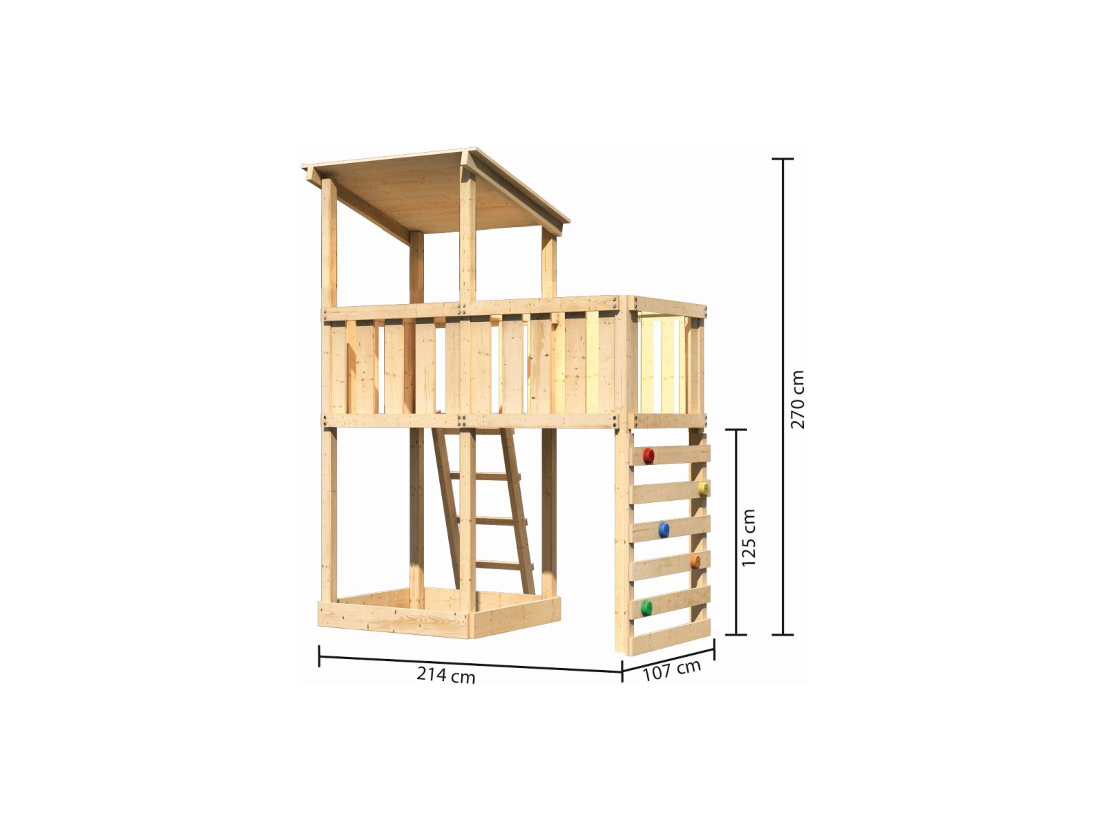 Karibu Spielturm Anna + Anbauplattform + Kletterwand