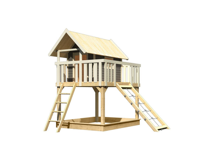 Karibu Stelzenhaus Fidel terragrau + Netzrampe