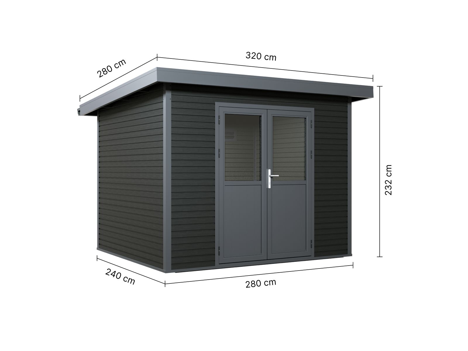 WPC Gartenhaus Linia 2824 inkl. Dachrinnen-Set, 2-farbig in Grau/Anthrazit