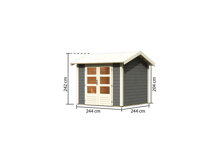 Karibu Gartenhaus Theres 3 terragrau 28 mm