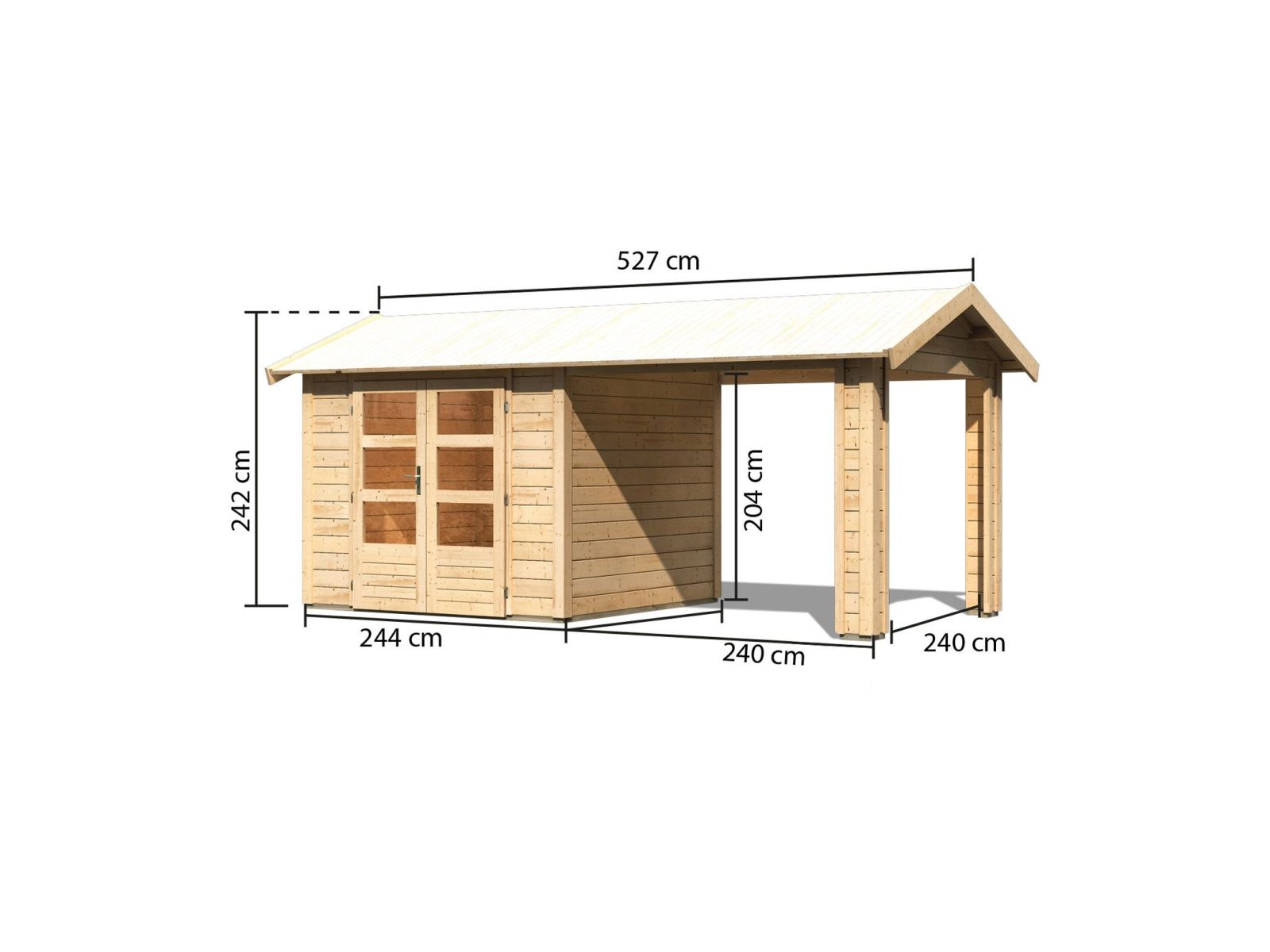 Karibu Gartenhaus Theres 3 natur- 1 Dachbausbauelement
