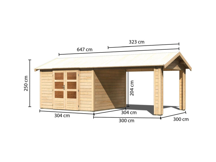 Karibu Gartenhaus Theres 7 natur- 1 Dachbausbauelement
