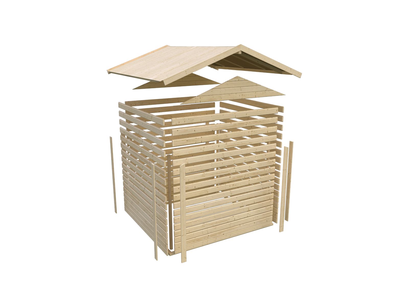 Karibu Gartenhaus Theres 3 natur- 2 Dachbausbauelemente