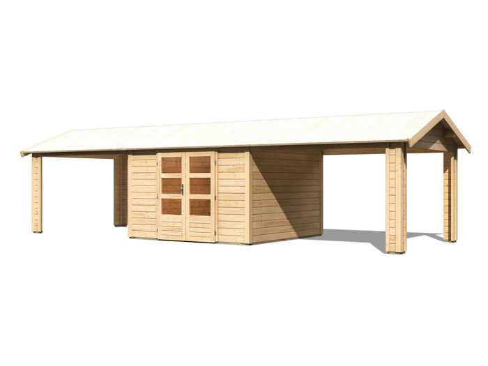 Karibu Gartenhaus Theres 7 natur- 2 Dachbausbauelemente