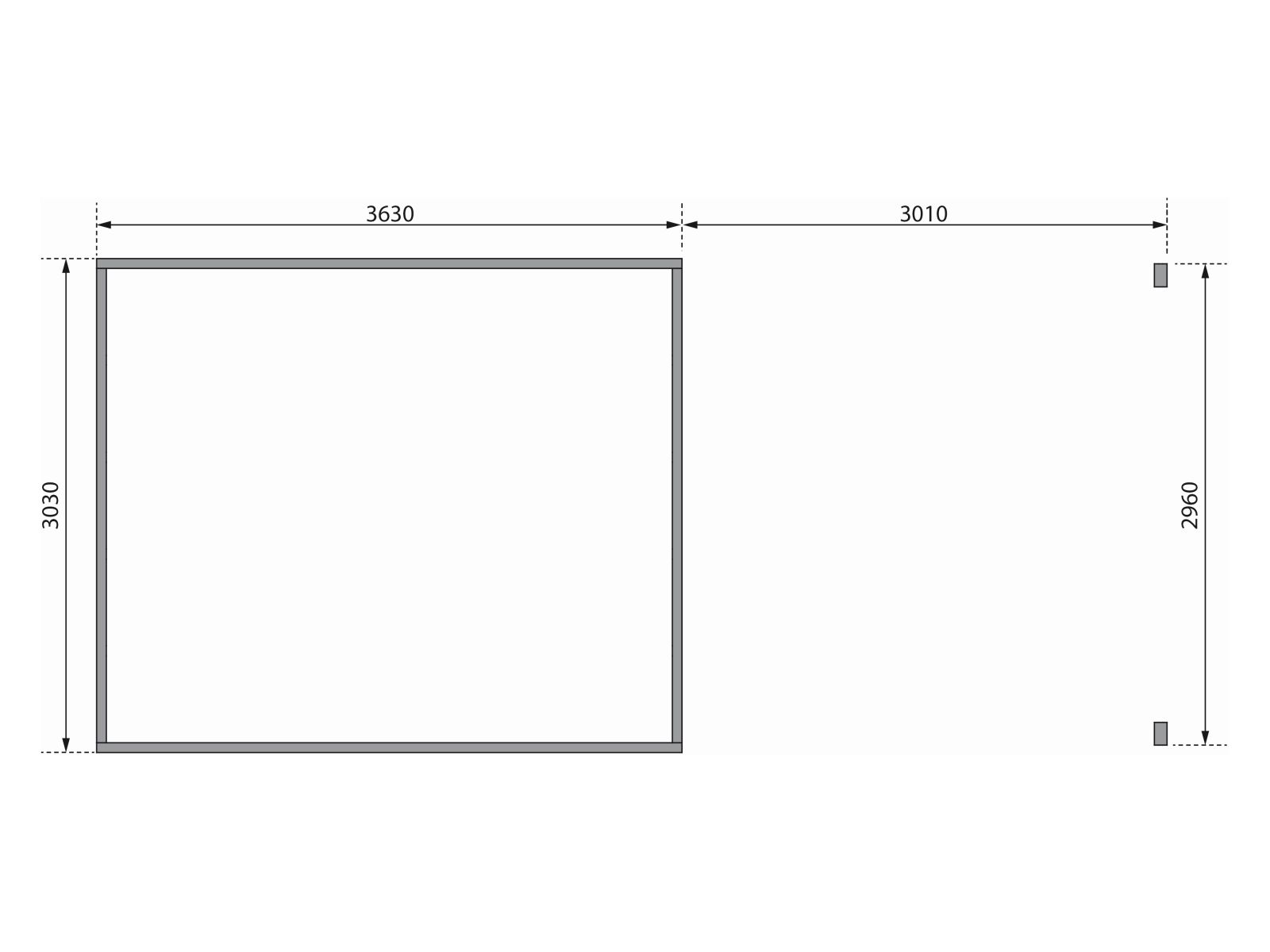Karibu Gartenhaus Radeburg 2 natur 38 mm mit Anbaudach 3,3 m