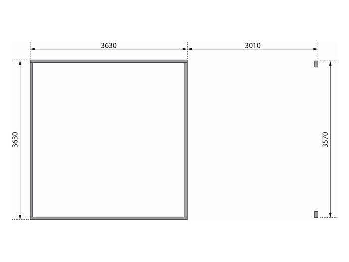 Karibu Gartenhaus Radeburg 3 natur mit Anbaudach 3,3 m