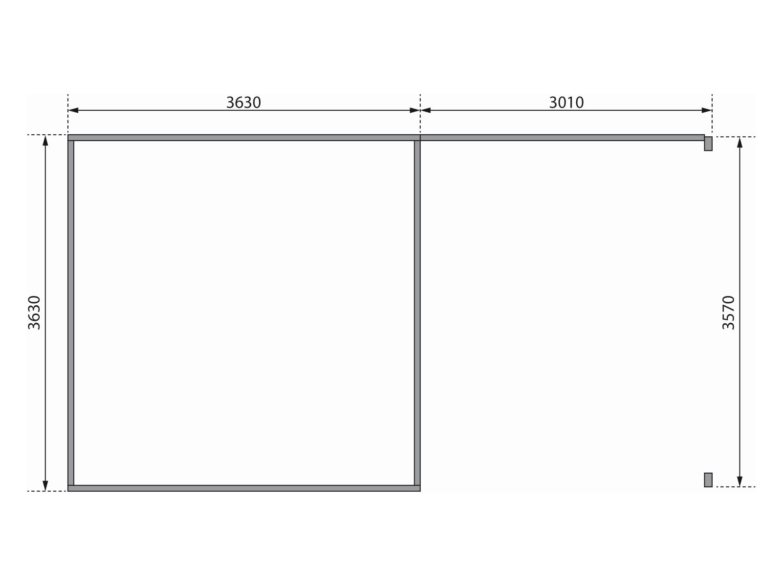 Karibu Gartenhaus Radeburg 3 natur mit Anbaudach 3,3 m und Rückwand