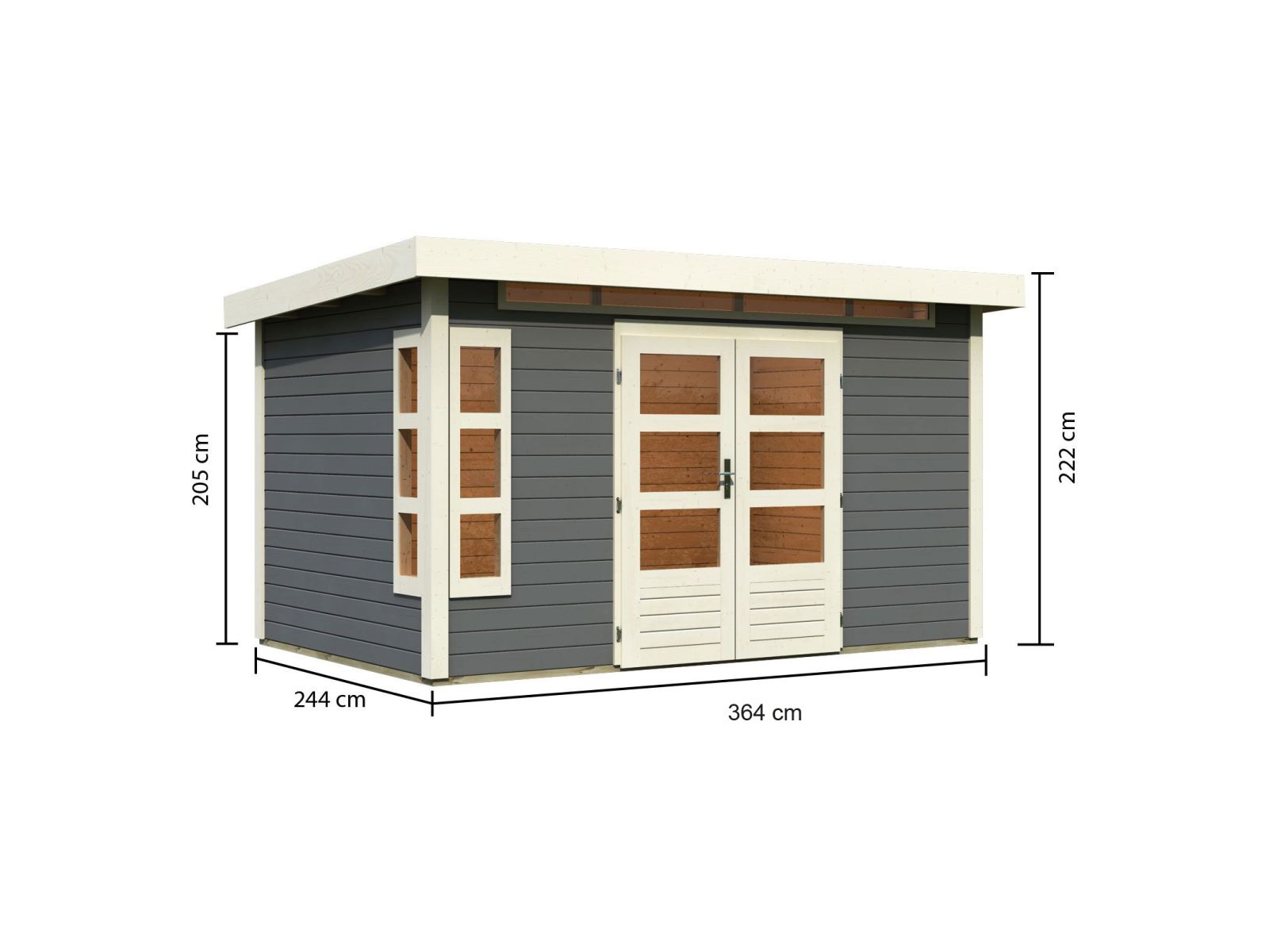 Karibu Gartenhaus Kastorf 7 - 28 mm terragrau