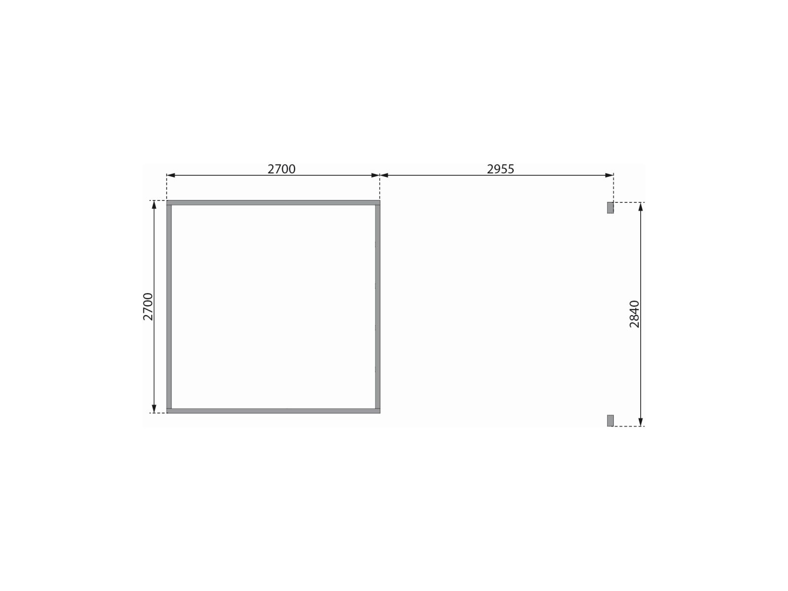 Karibu Gartenhaus Kastorf 6 - 28 mm terragrau mit Anbaudach 3,2 m