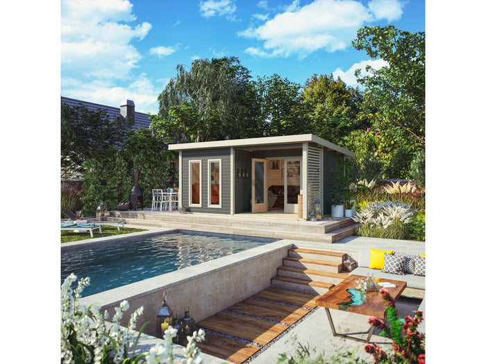 Karibu Gartenhaus Radeburg 5 terragrau inkl. Terrasse