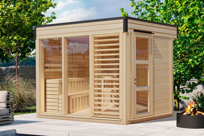 Wolff Finnhaus Sauna Paradiso 3x2 2-Raum Set-2, mit Bio Ofen ext. Steuerung 9 kw