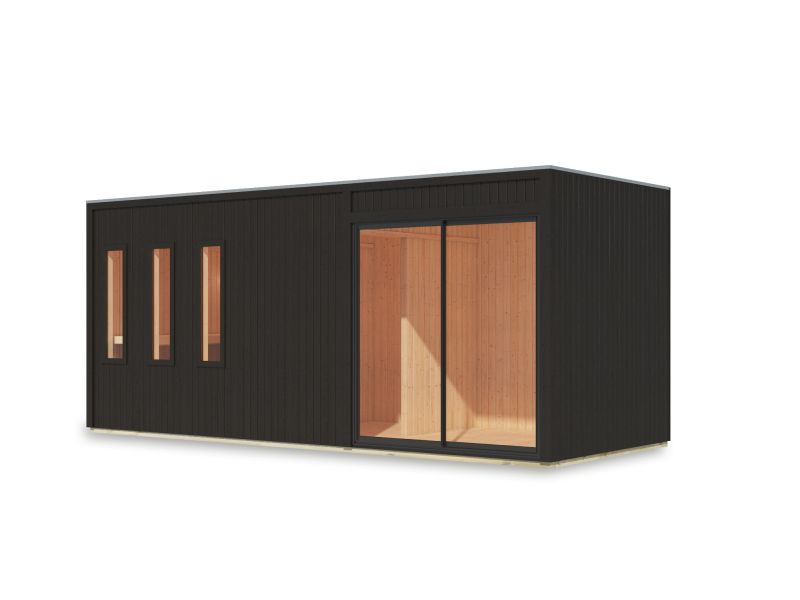 Karibu Saunahaus Monterey, schwarz , ohne Ofen, inkl. Séparée im Vorraum, 73 mm