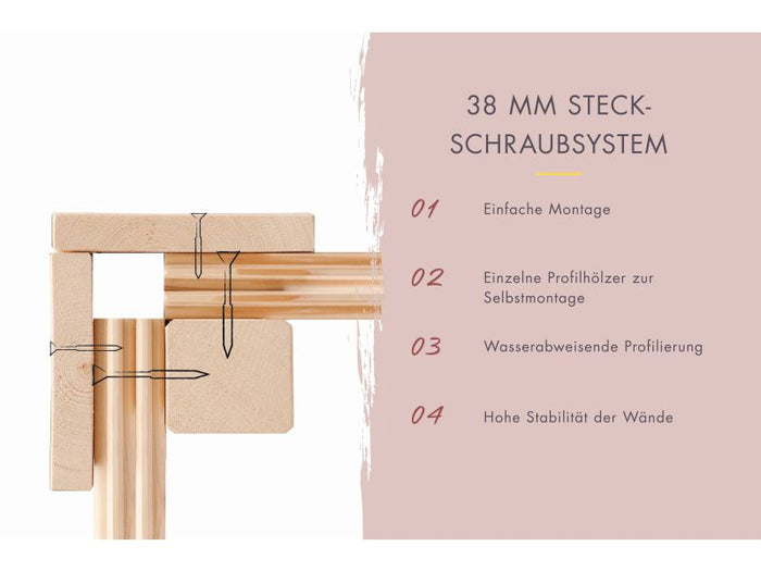 Karibu Hybrid Saunahaus Ares 1, naturbelassen/graualuminium -ohne Ofen-