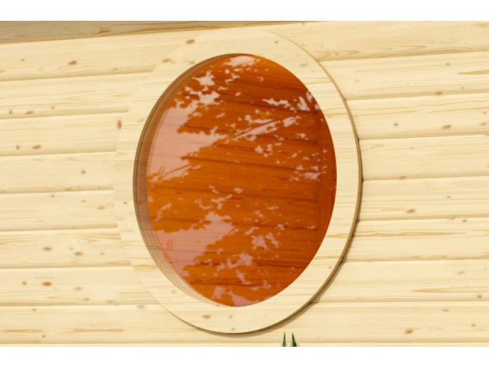 Karibu Saunafenster rund Klarglas,  für 38 mm Saunen, Naturbelassen