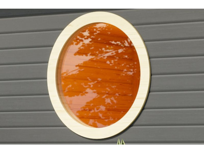 Karibu Saunafenster rund Klarglas,  für 38 mm Saunen, Elfenbeinweiß