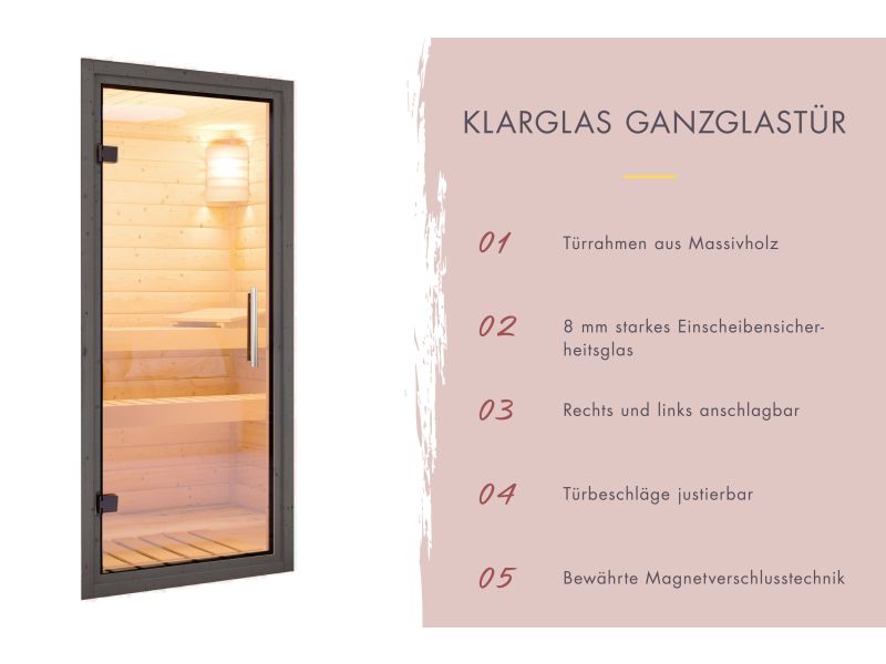 Karibu Saunahaus Arcadia, schwarz, 73 mm -inkl. 9 kW Ofen ext. Steuerung