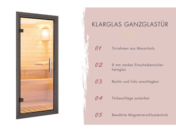 Karibu Saunahaus Arcadia, schwarz, 73 mm -inkl. 9 kW Ofen ext. Steuerung