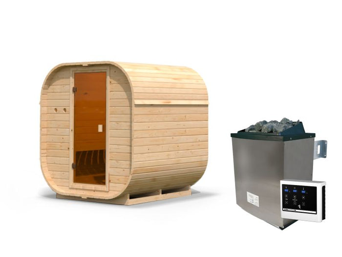 Karibu Fasssauna Quadro 1, inkl. 9 kW Ofen ext. Steuerung - 38 mm