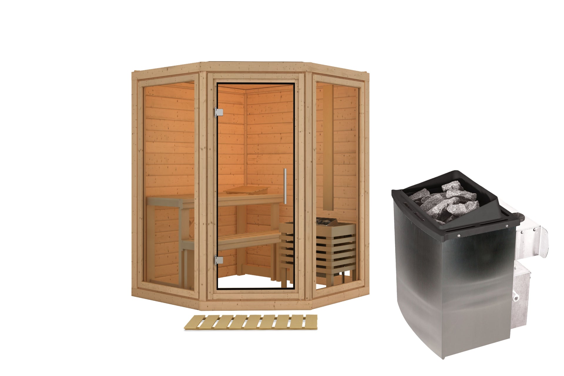 Karibu Sauna Yuma 38 mm, inkl. 9 kW Ofen integr. Steuerung