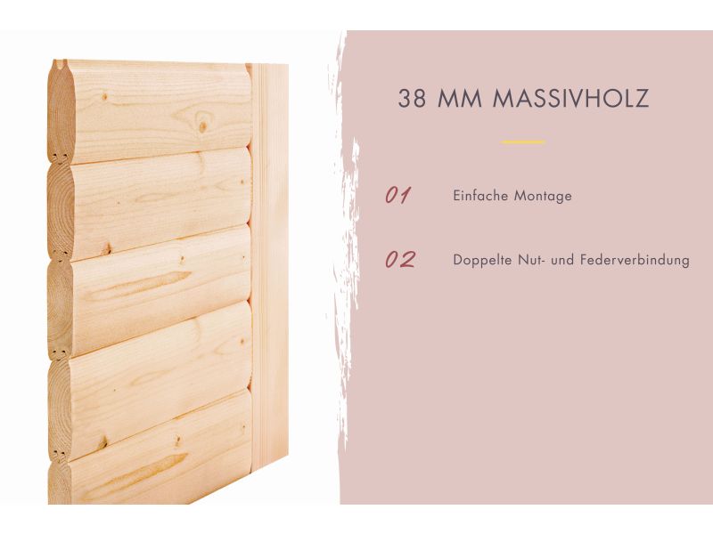 Karibu Sauna Yuma, inkl. 9 kW Bioofen ext. Steuerung, mit Klarglas Ganzglastür