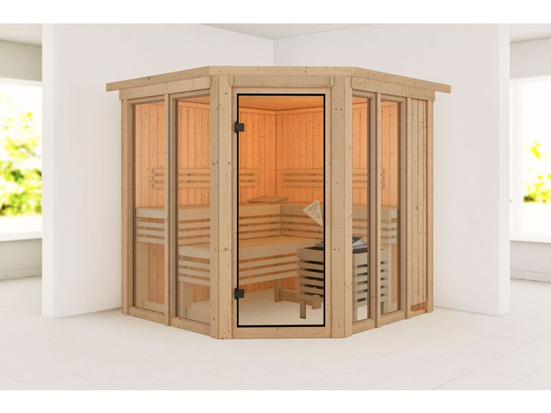 Karibu Sauna Airi, ohne Ofen - mit Dachkranz -