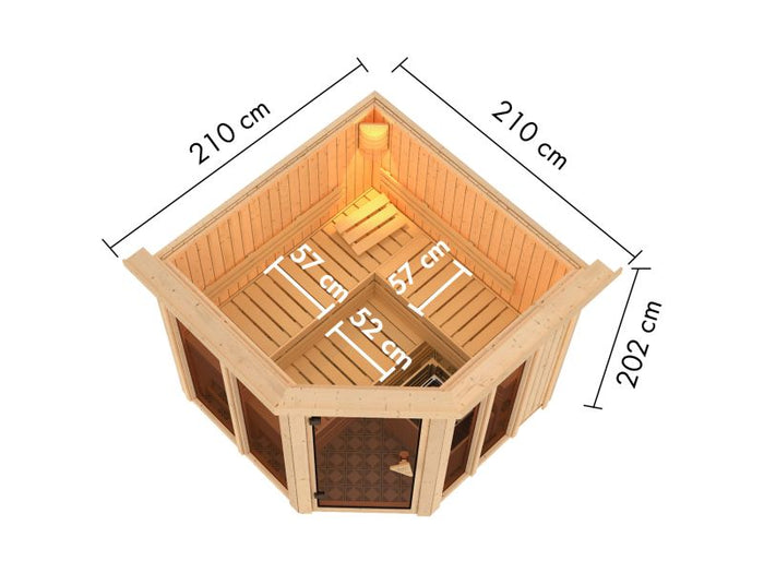 Karibu Sauna Airi, ohne Ofen - mit Dachkranz -