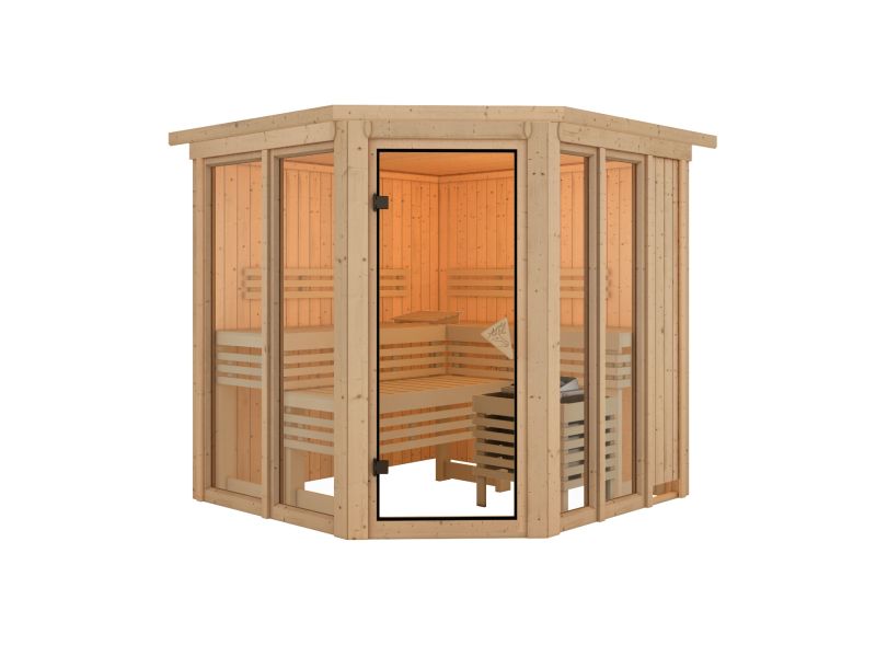 Karibu Sauna Airi, ohne Ofen - mit Dachkranz -