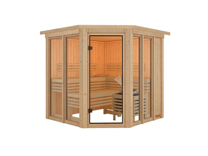 Karibu Sauna Airi, ohne Ofen - mit Dachkranz -