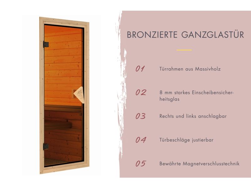 Karibu Sauna Airi, ohne Ofen - mit Dachkranz -