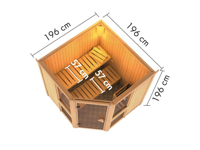 Amelia 2 - Karibu Sauna ohne Ofen - ohne Dachkranz -