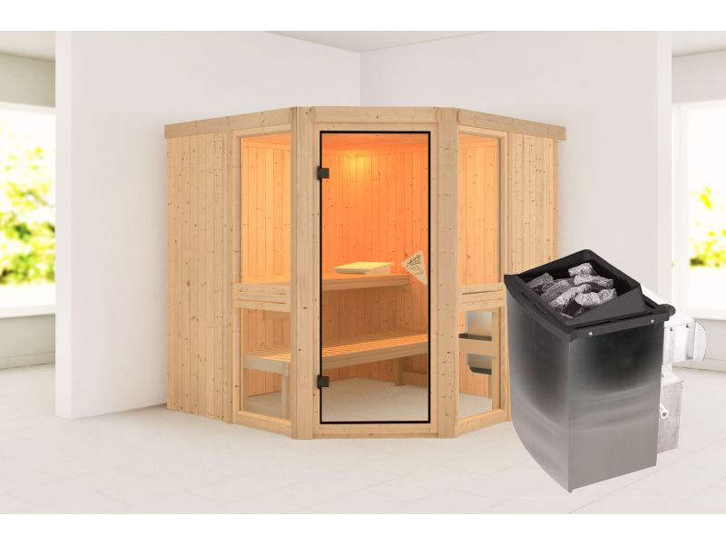 Amelia 2 - Karibu Sauna, inkl. 9 kW Ofen integr. Steuerung