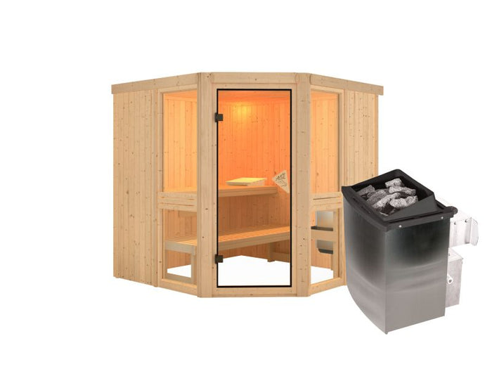 Amelia 2 - Karibu Sauna, inkl. 9 kW Ofen integr. Steuerung