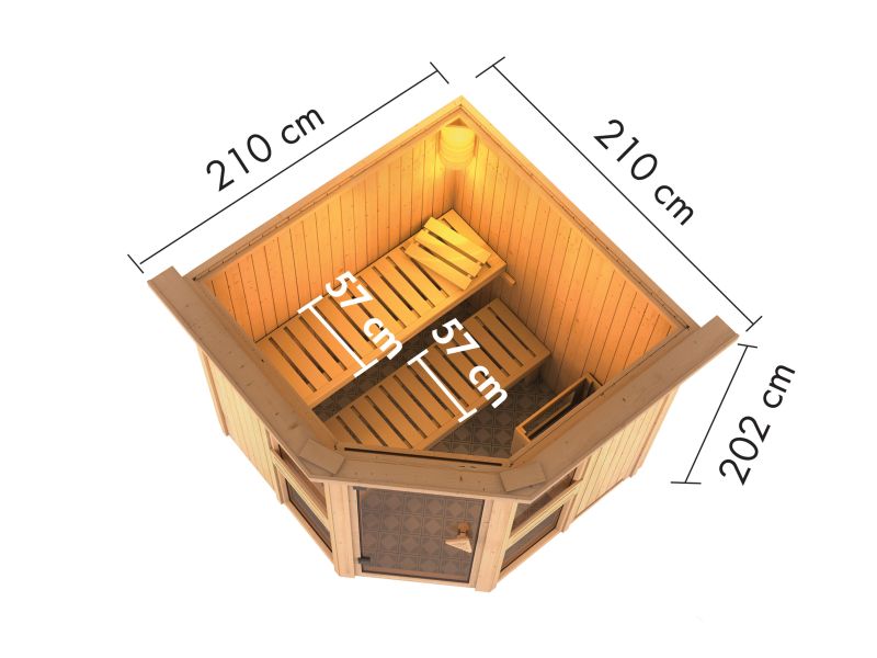 Amelia 2 - Karibu Sauna ohne Ofen - inkl. Dachkranz -
